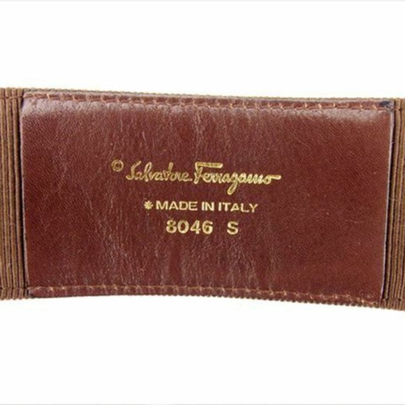 Salvatore Ferragamo belt Vera Brown Nylon Woman Authentic Used Q496